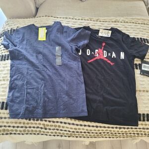 Jordan Kids Black Tee with Red Jumpman & Navy Crew T-Shirt Set